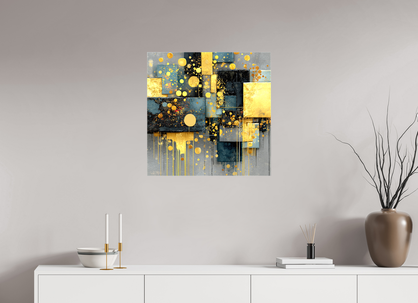 25 x 25″, Glossy Canvas Abstract Gold