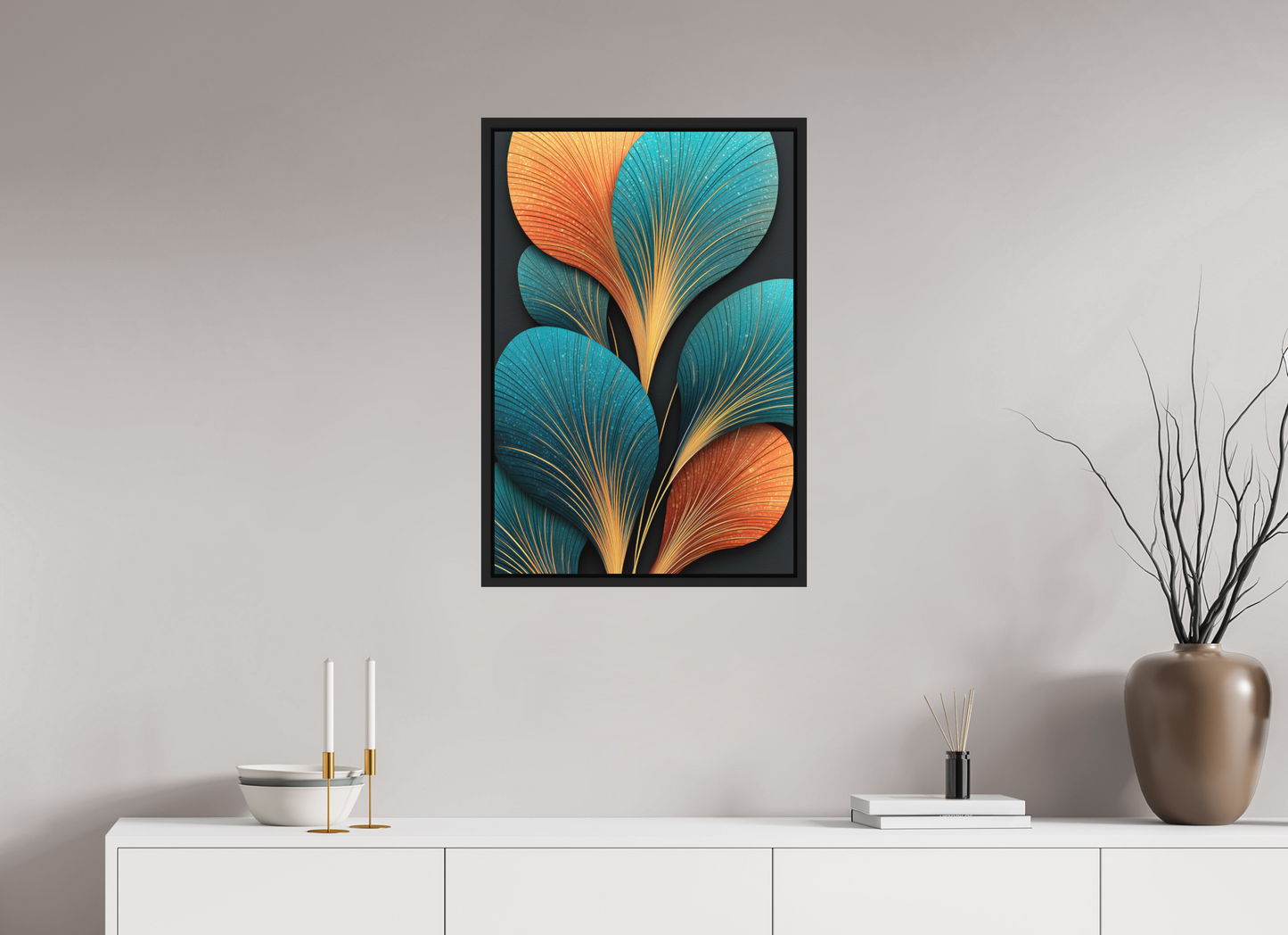 20 x 29.6″, Photo Print on Aluminum Backing with boarder Art Deco Flowers