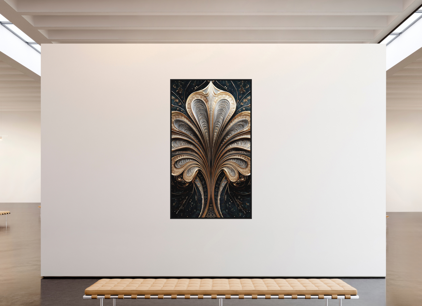 47 x 81.7″, Photo Print on Aluminum Backing with boarder Art Deco Abstract Flower 3