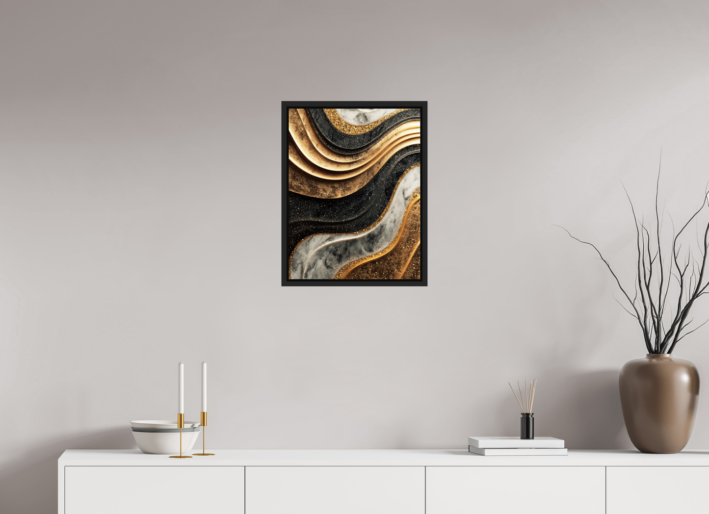 16 x 20.7″, Fine Art Print on Aluminum Dibond with Boarder Gold Marble Swirl