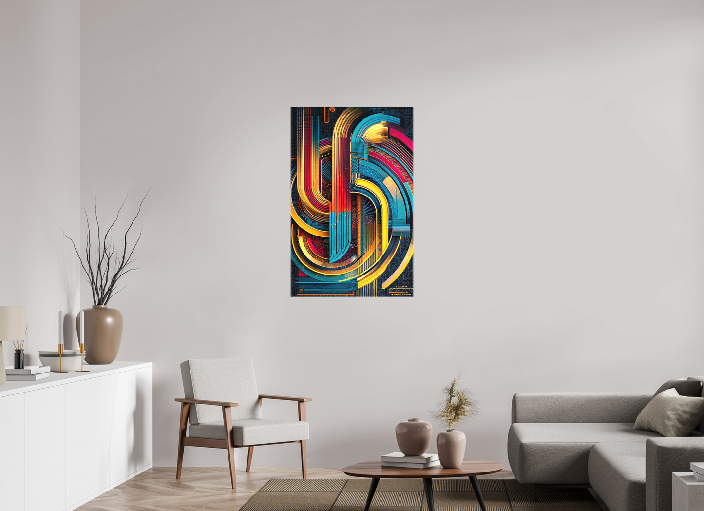 28 x 43.5″, Textile on Canvas Abstract Jazz 2