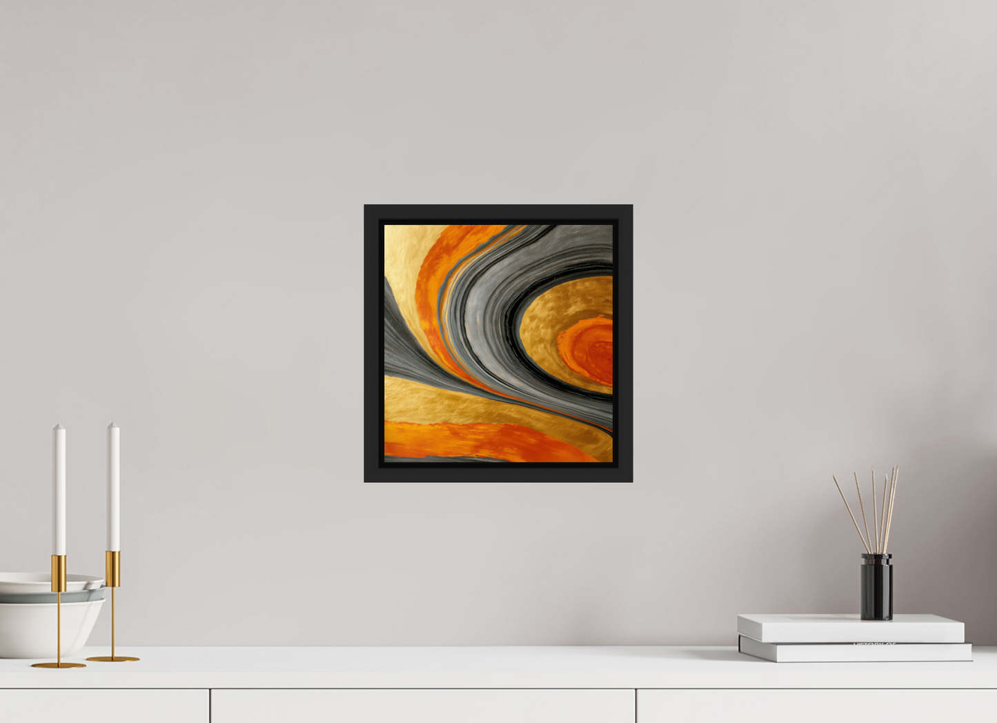 10 x 10.4″, Fine Art Print on Aluminum Dibond with Boarder Abstract Gold Geode 2