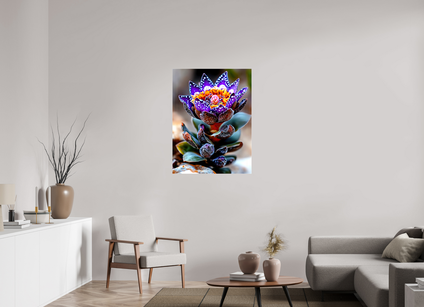 30 x 40″, Glossy Canvas Caterpillar Flower