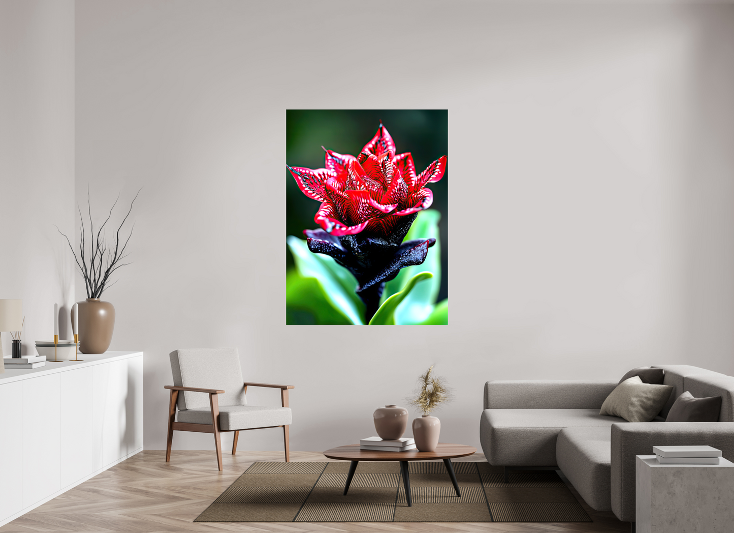 45 x 60″, Glossy Canvas Red Zebra Flower
