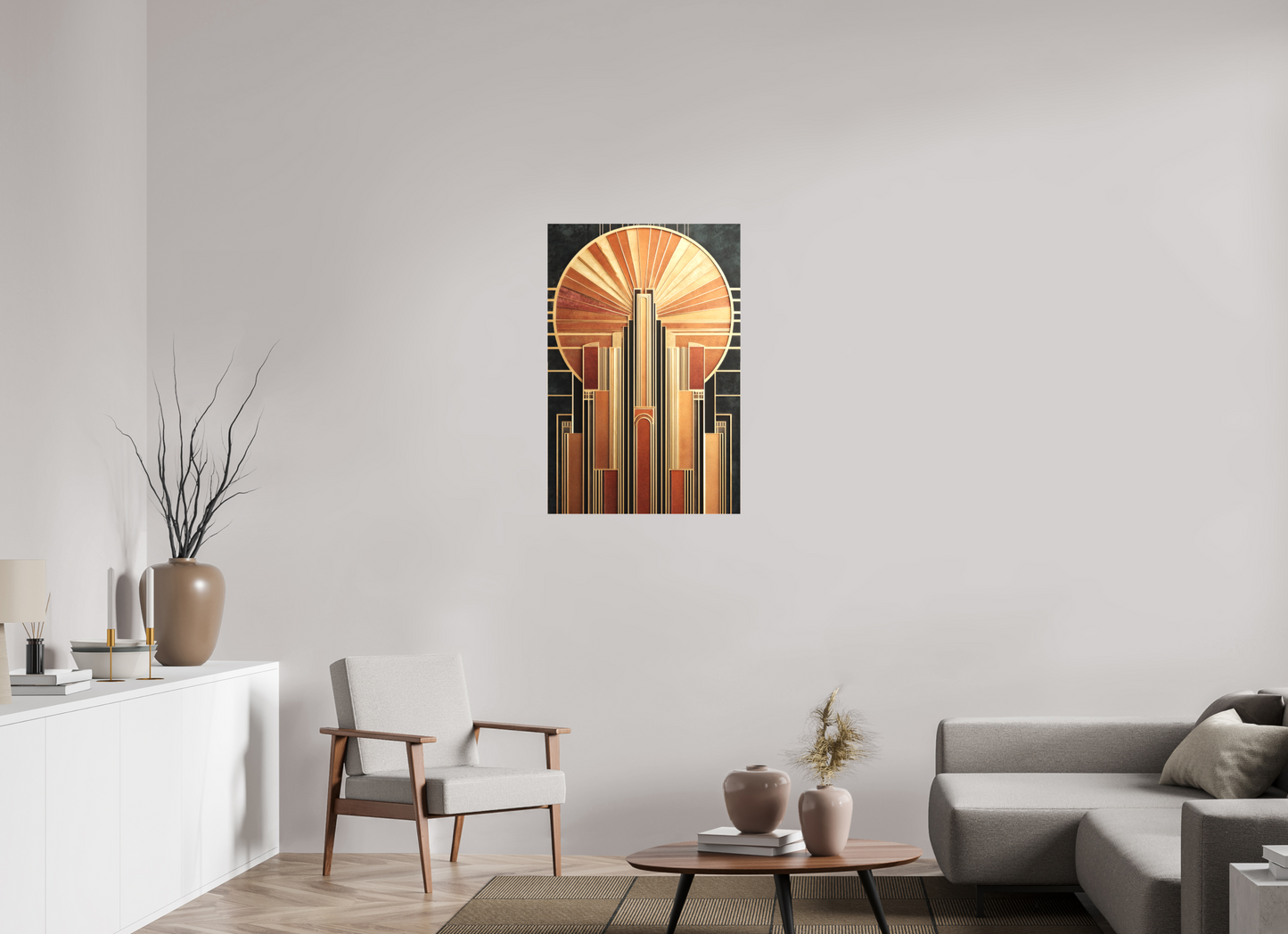 24 x 36.3″, Textile on Canvas Art Deco City 2