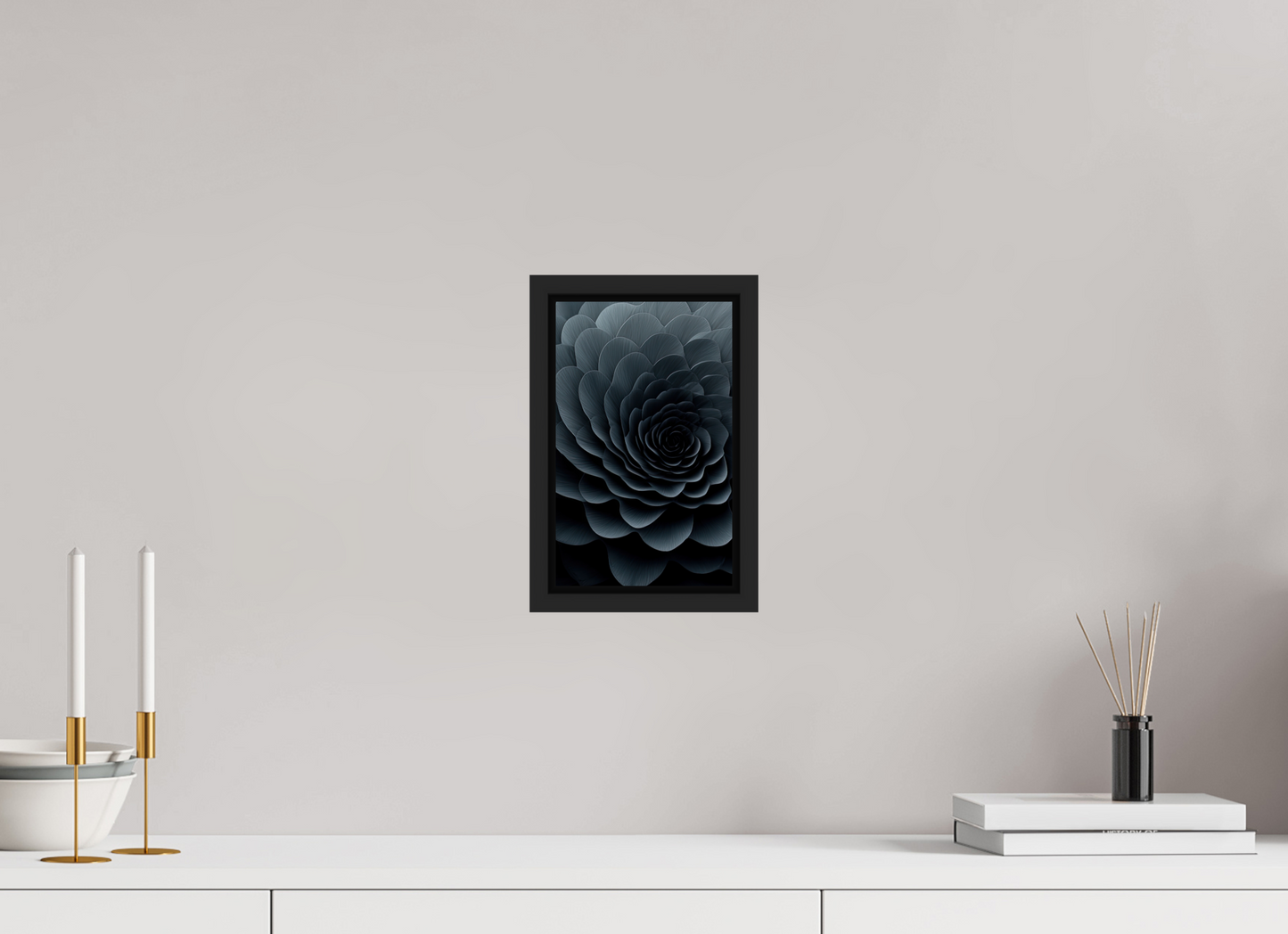 6 x 9.6″, Fine Art Print on Aluminum Dibond with Boarder Dark Flower
