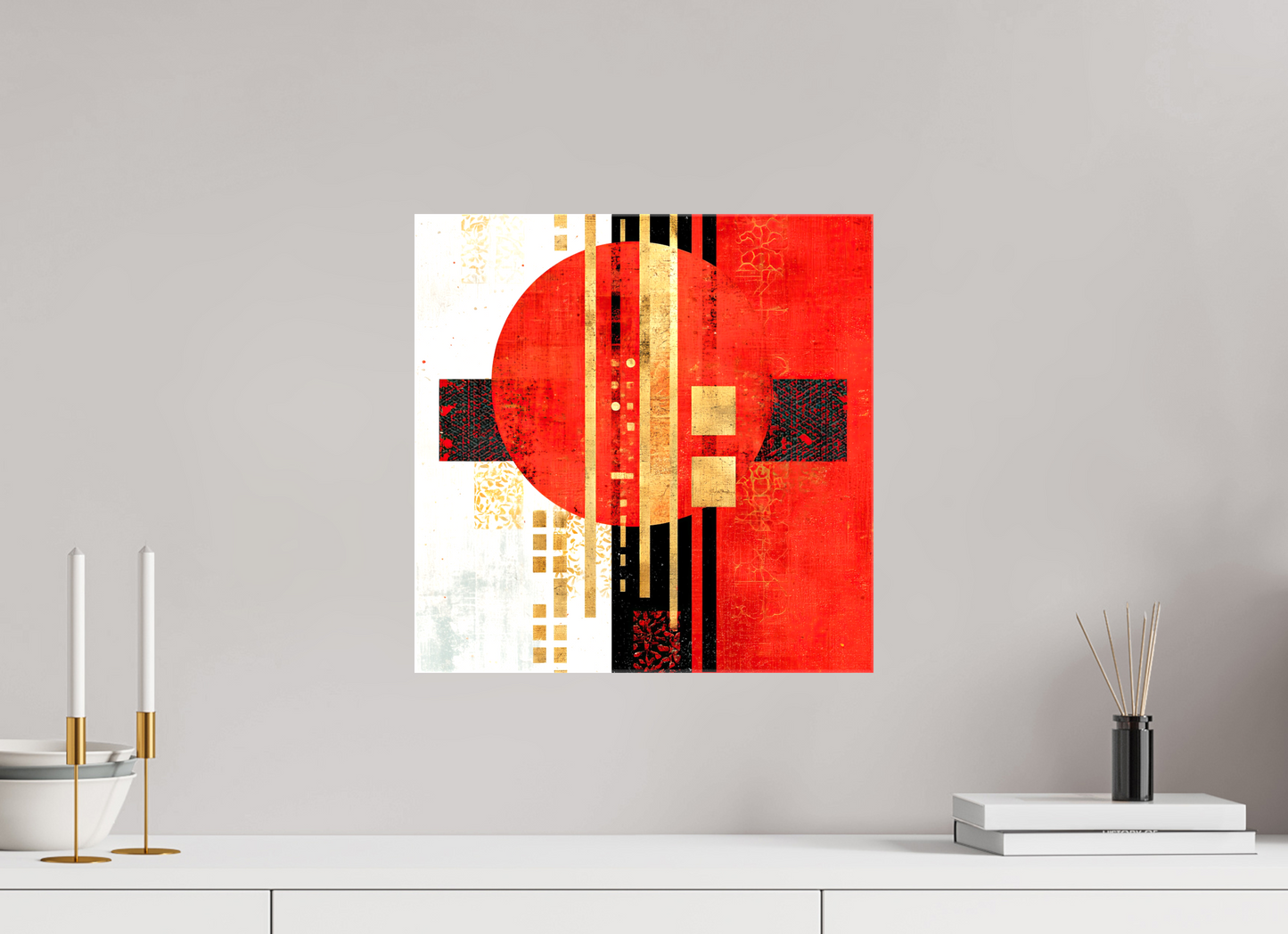 15 x 15″, Glossy Canvas Abstract Rising Sun