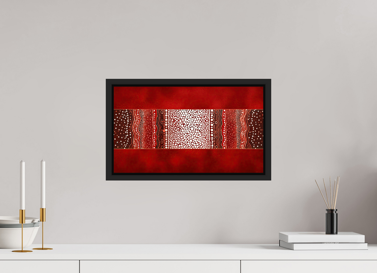 17.3 x 10″, Fine Art Print on Aluminum Dibond with Boarder Red Layers 1