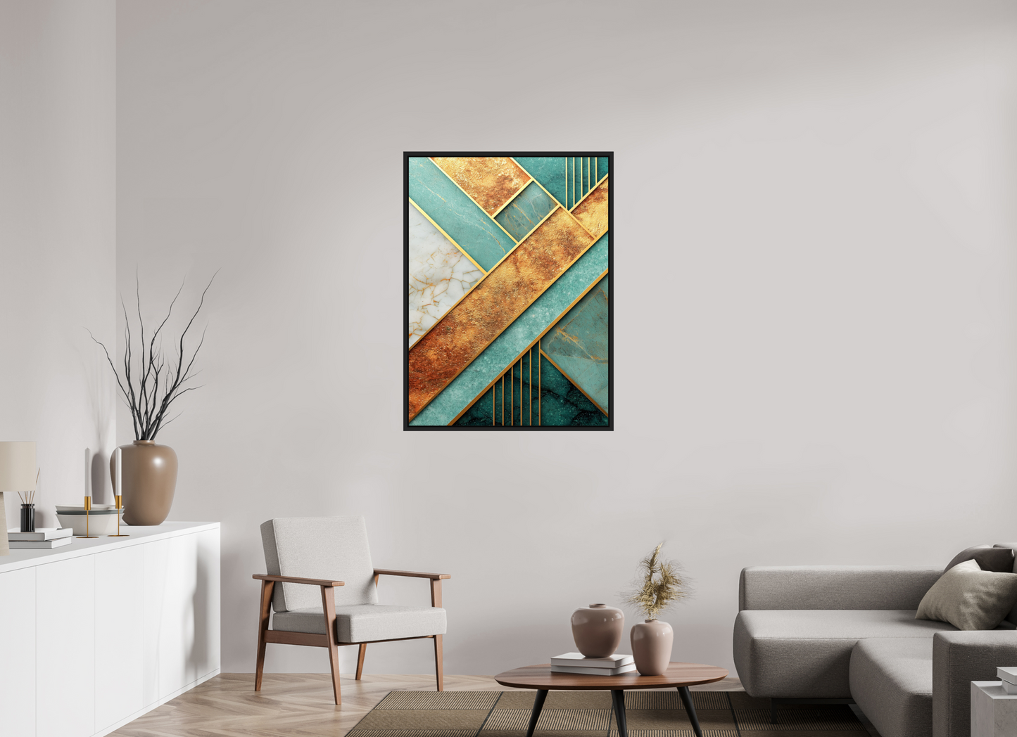 32 x 43.1″, Fine Art Print on Aluminum Dibond with Boarder Art Deco Atlantis