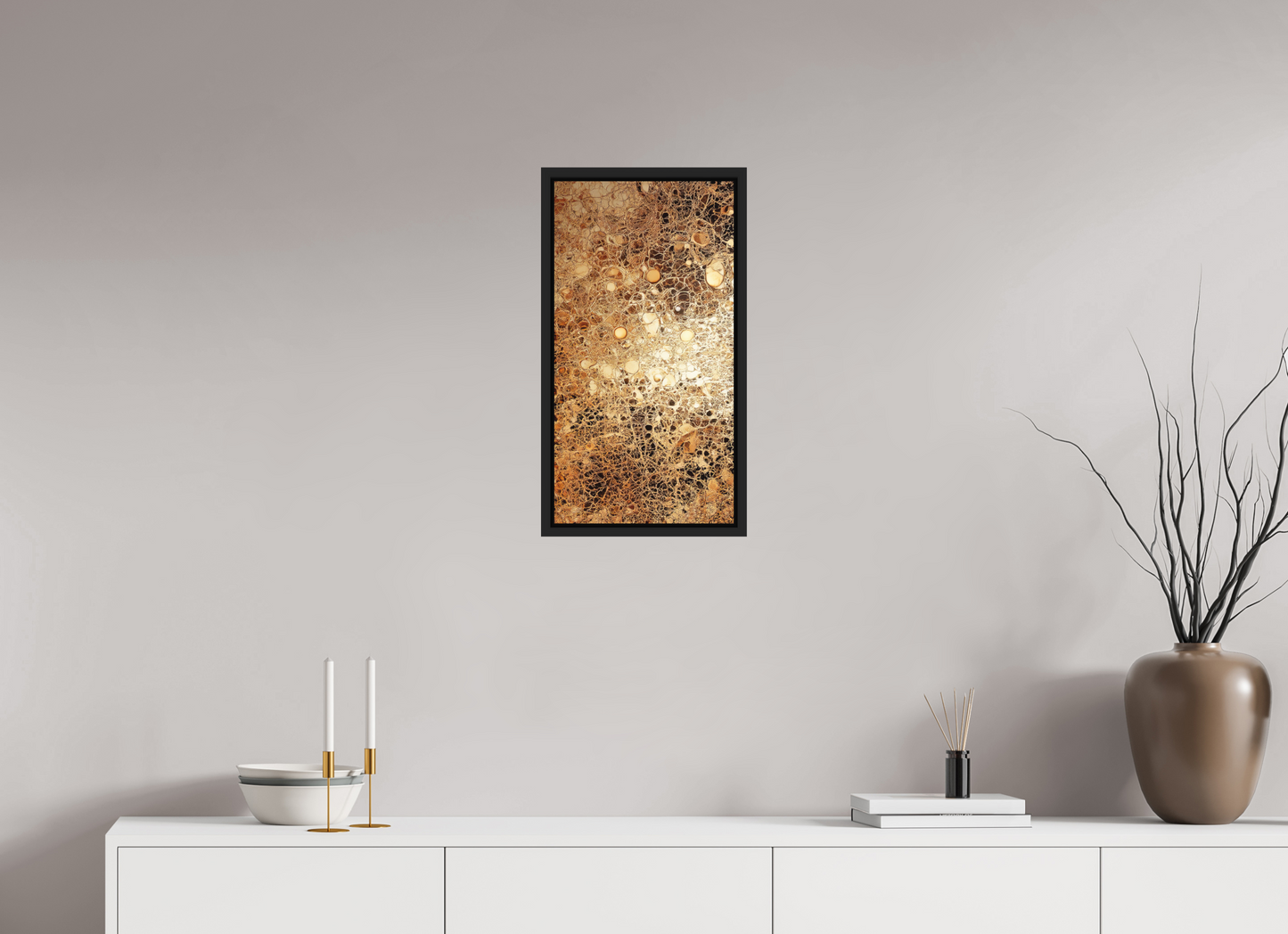 12 x 22.9″, Photo Print on Aluminum Backing with boarder Gold Leather