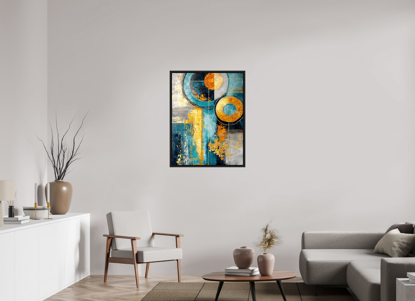 28 x 36.2″, Fine Art Print on Aluminum Dibond with Boarder Abstract Gold Paint 3
