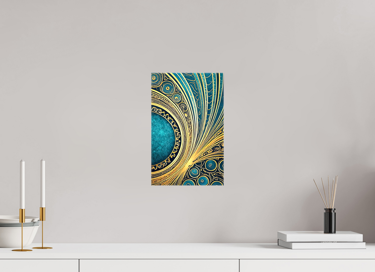 8 x 12.6″, Glossy Canvas Art Deco Teal 2