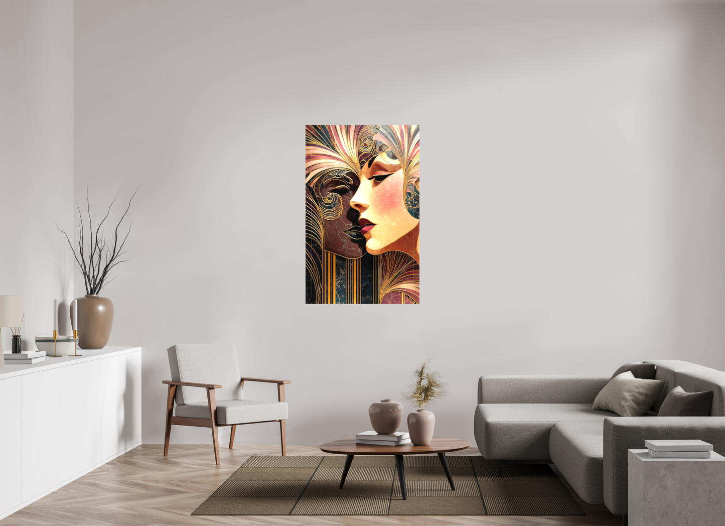 32 x 50.4″, Textile on Canvas Art Deco Women