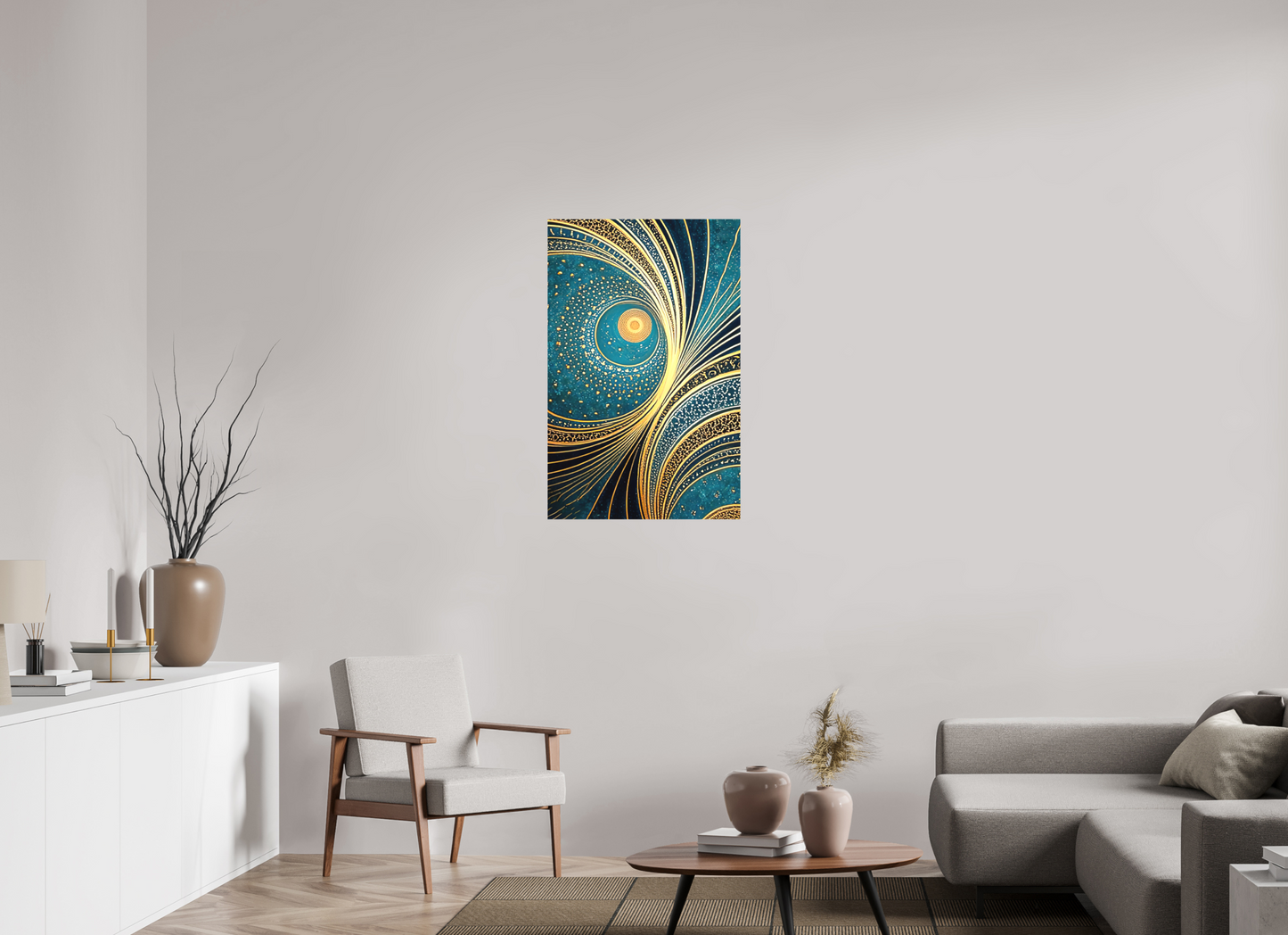 24 x 37.6″, Textile on Canvas Art Deco Teal 3