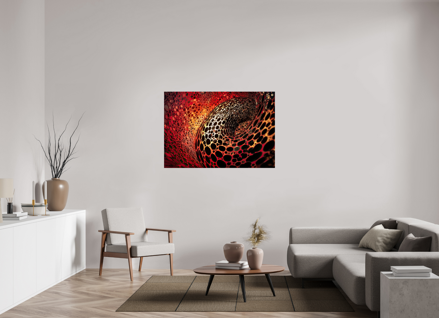 52.2 x 36″, Fine Art Print On Aluminum Dibond Red Leopard
