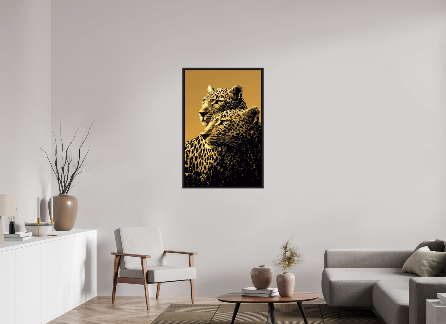 28 x 42.4″, Fine Art Print on Aluminum Dibond with Boarder Desert Cheetahs