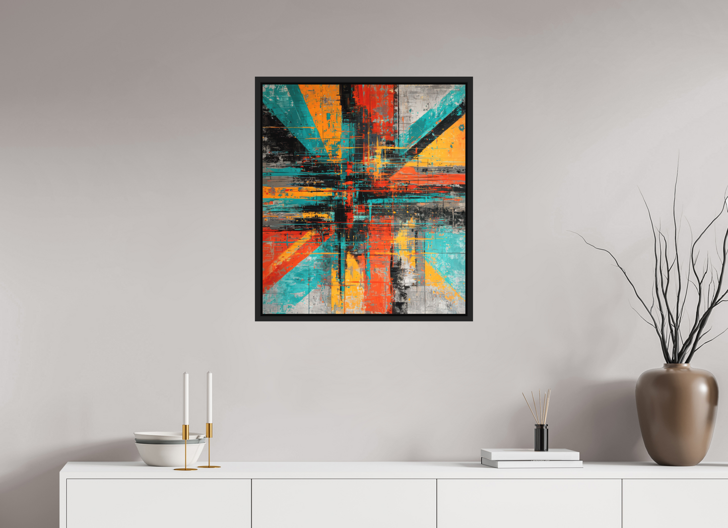 24 x 27.2″, Photo Print on Aluminum Backing with boarder Abstract Paint Lines