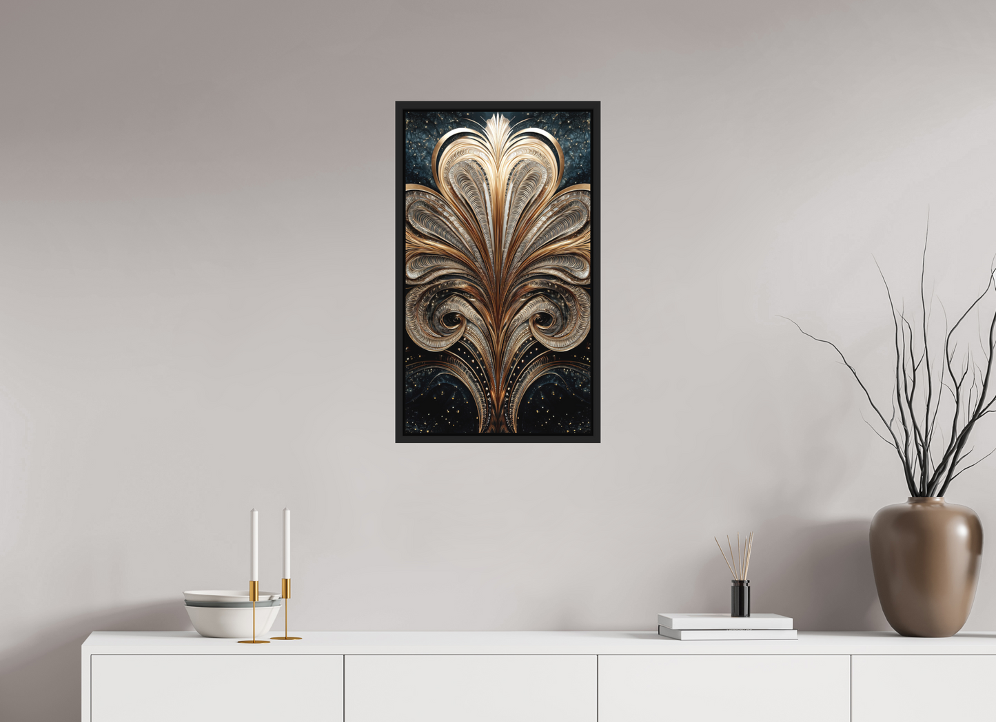 16 x 27.8″, Photo Print on Aluminum Backing with boarder Art Deco Abstract Flower 2
