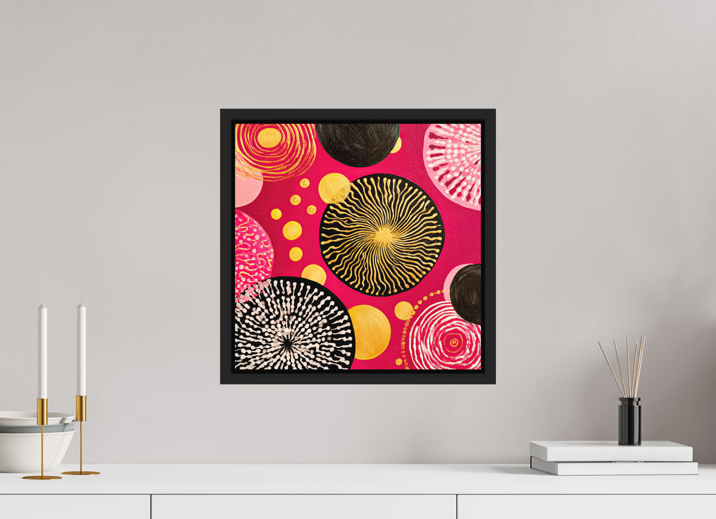15 x 15″, Photo Print on Aluminum Backing with boarder Spores