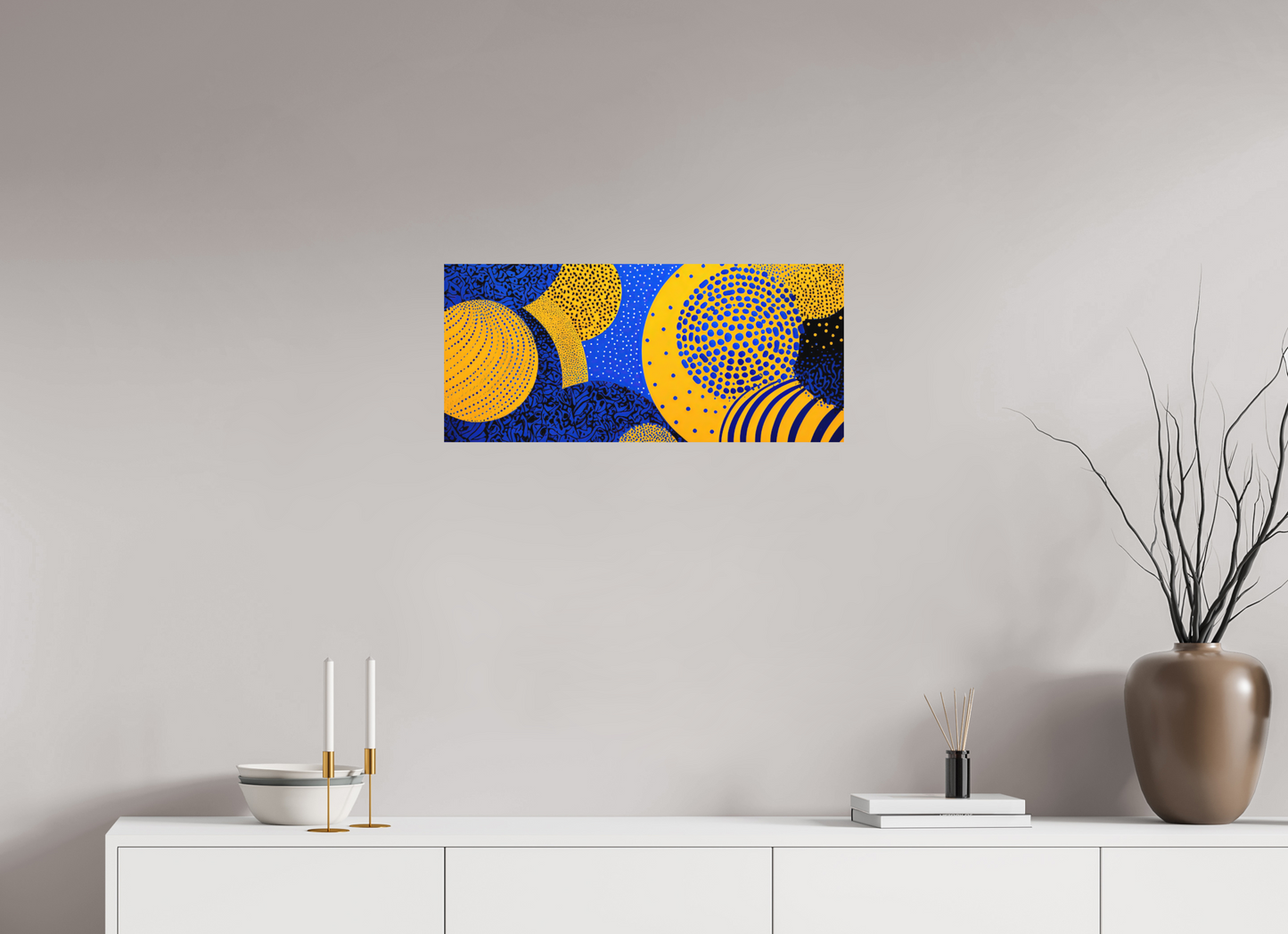 26.9 x 12″, Photo Print on Aluminum Backing Yellow & Blue 2