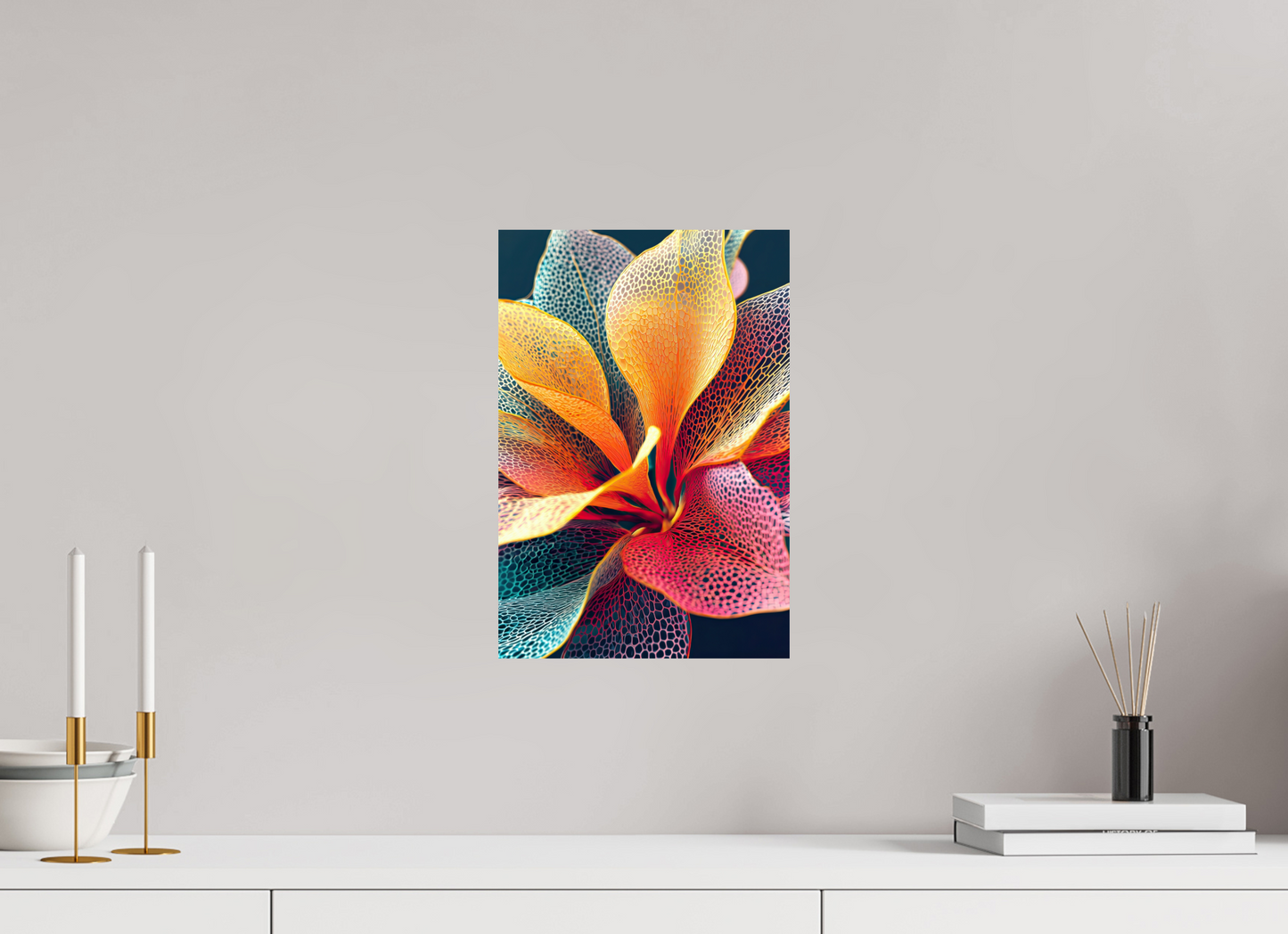 10 x 14.7″, Fine Art Print On Aluminum Dibond Colorful Flower