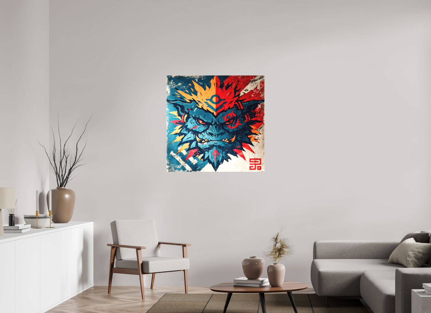 36.6 x 36″, Textile on Canvas Orge