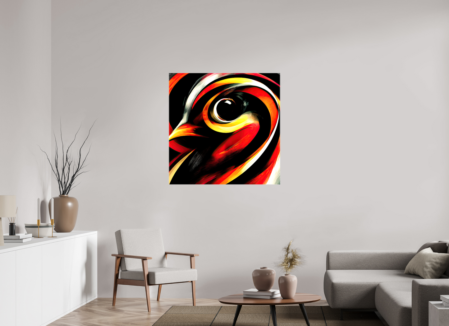 40 x 40″, Glossy Canvas Abstract Bird