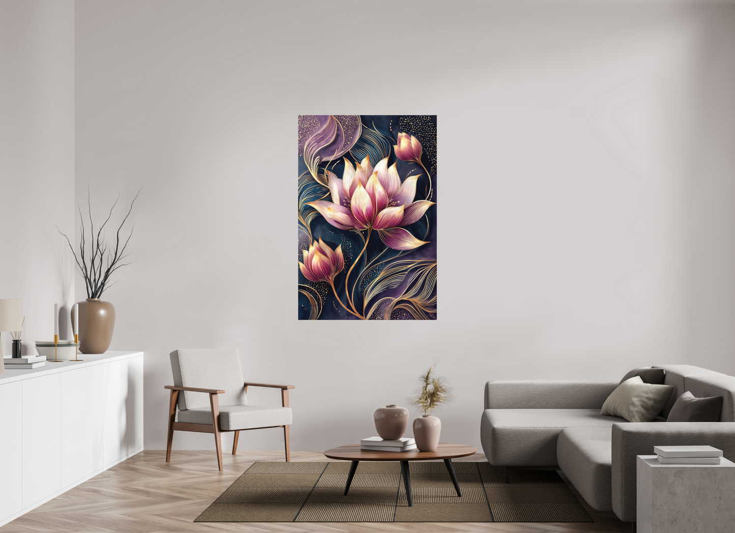 39 x 57.6″, Photo Print on Aluminum Backing Art Deco Purple Lotus