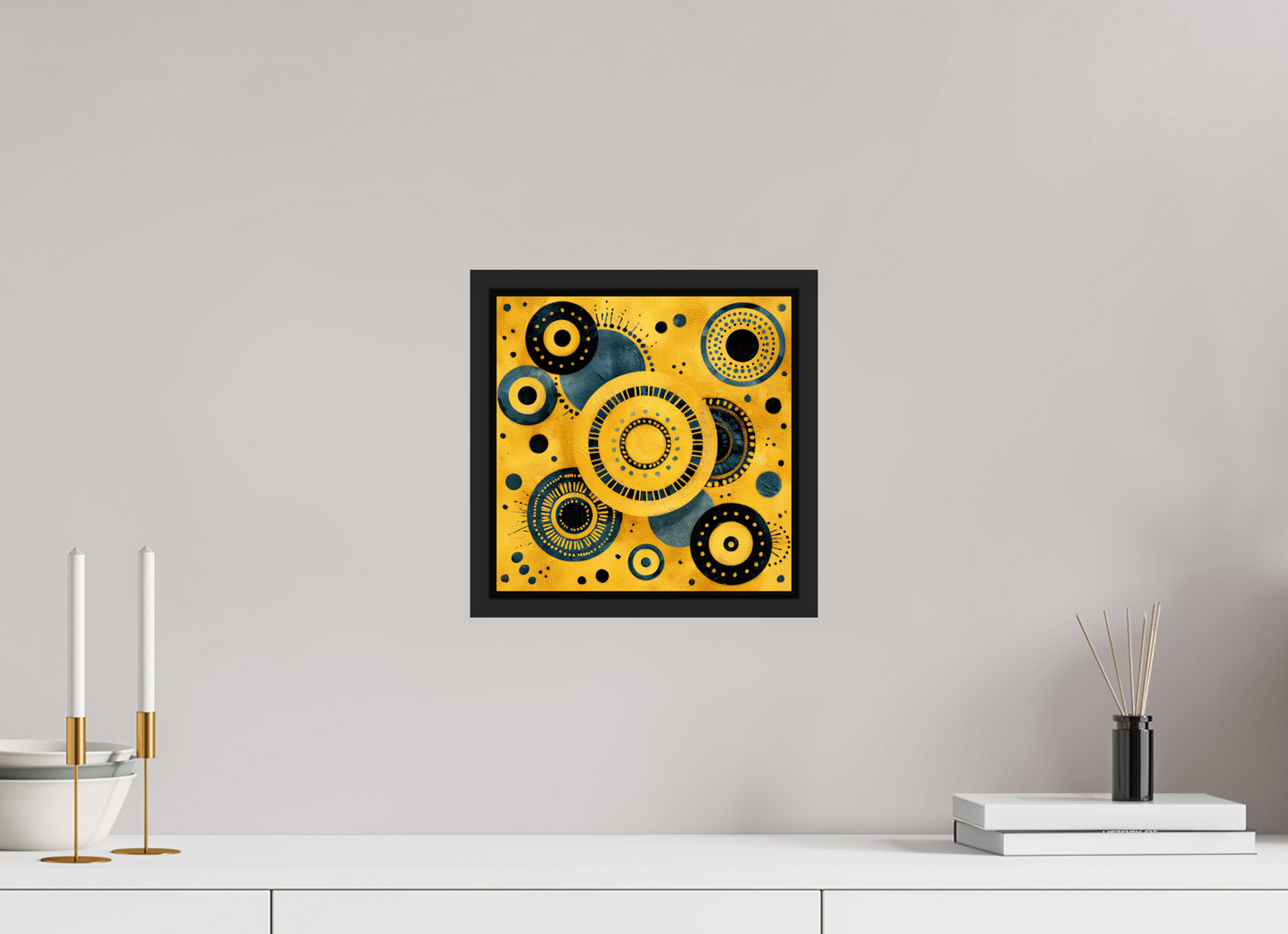 10 x 10″, Fine Art Print on Aluminum Dibond with Boarder Yellow & Blue