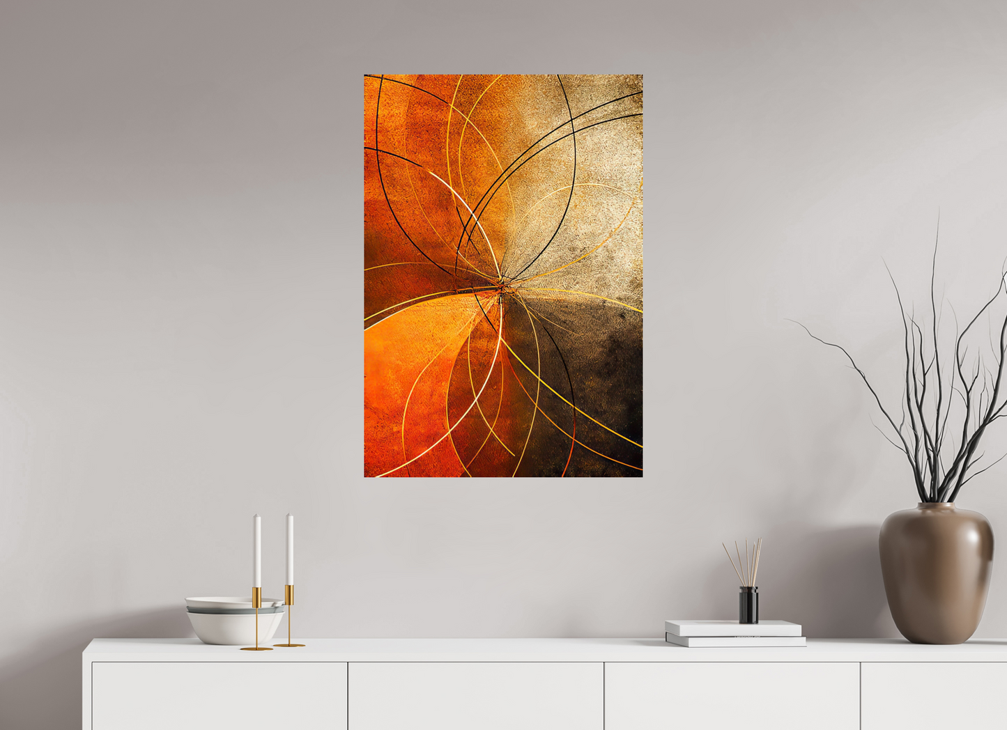 24 x 34.7″, Fine Art Print On Aluminum Dibond Abstract Rust Circles