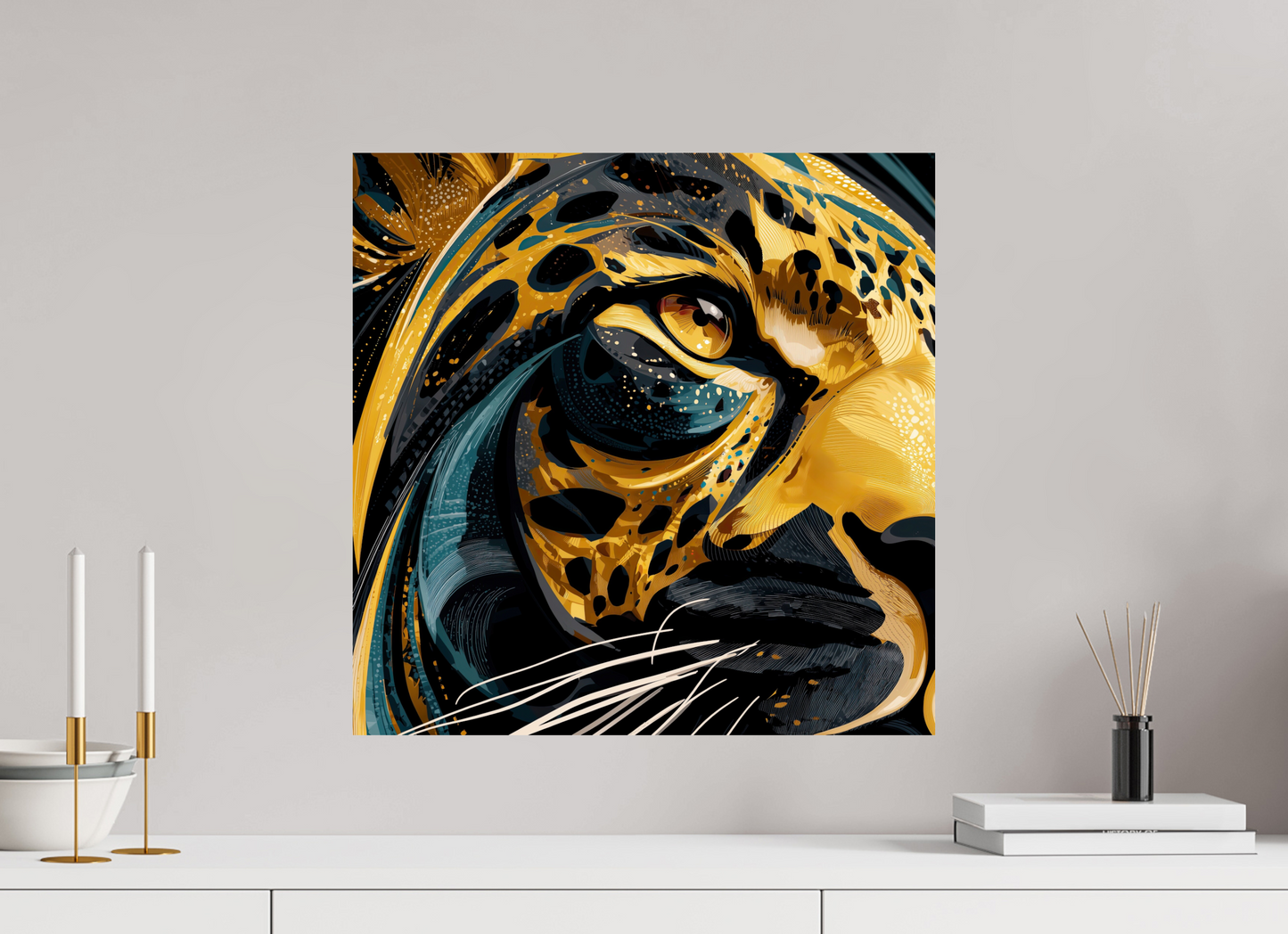 20 x 20″, Fine Art Print On Aluminum Dibond Abstract Panther