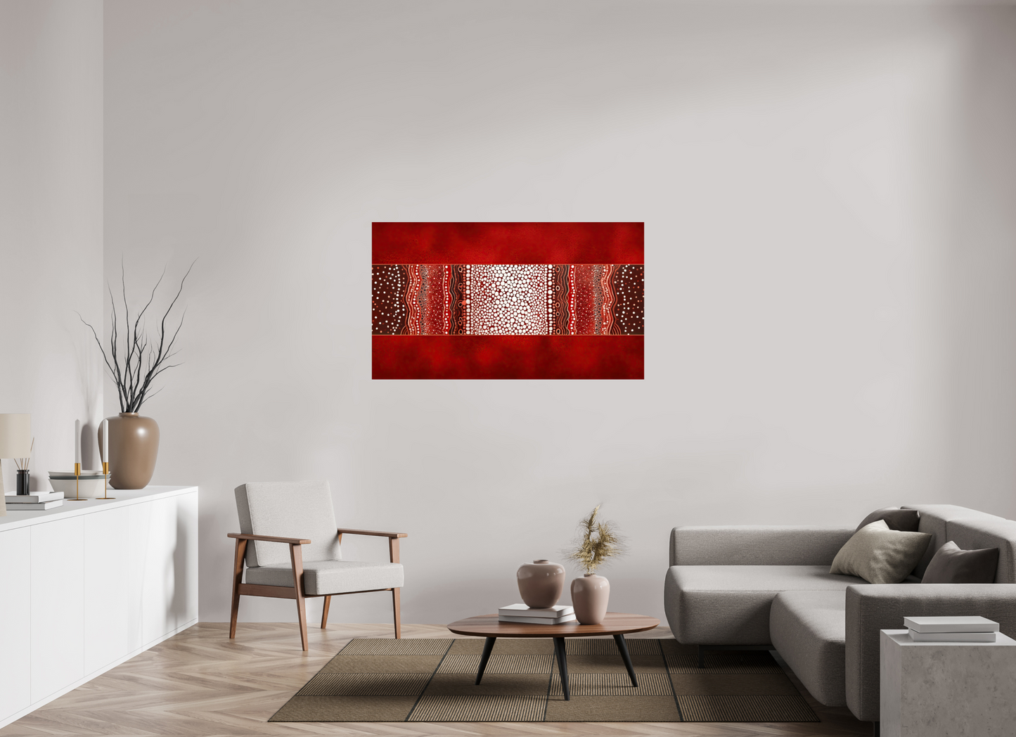 55.4 x 32″, Fine Art Print On Aluminum Dibond Red Layers 1
