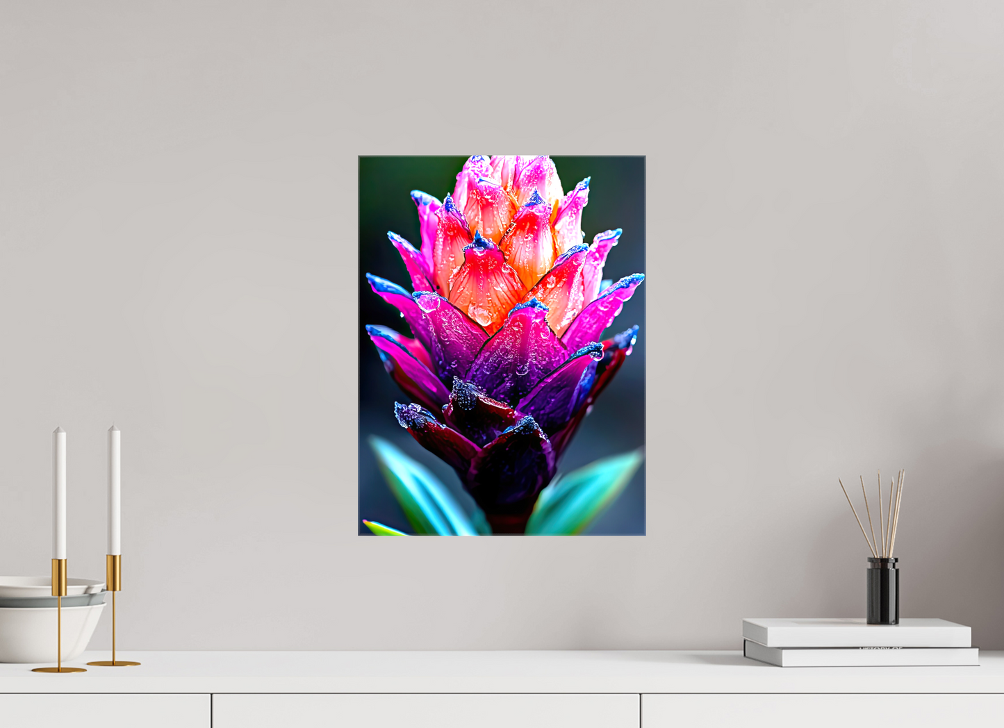 12 x 16″, Glossy Canvas Tropical Pinecone Flower