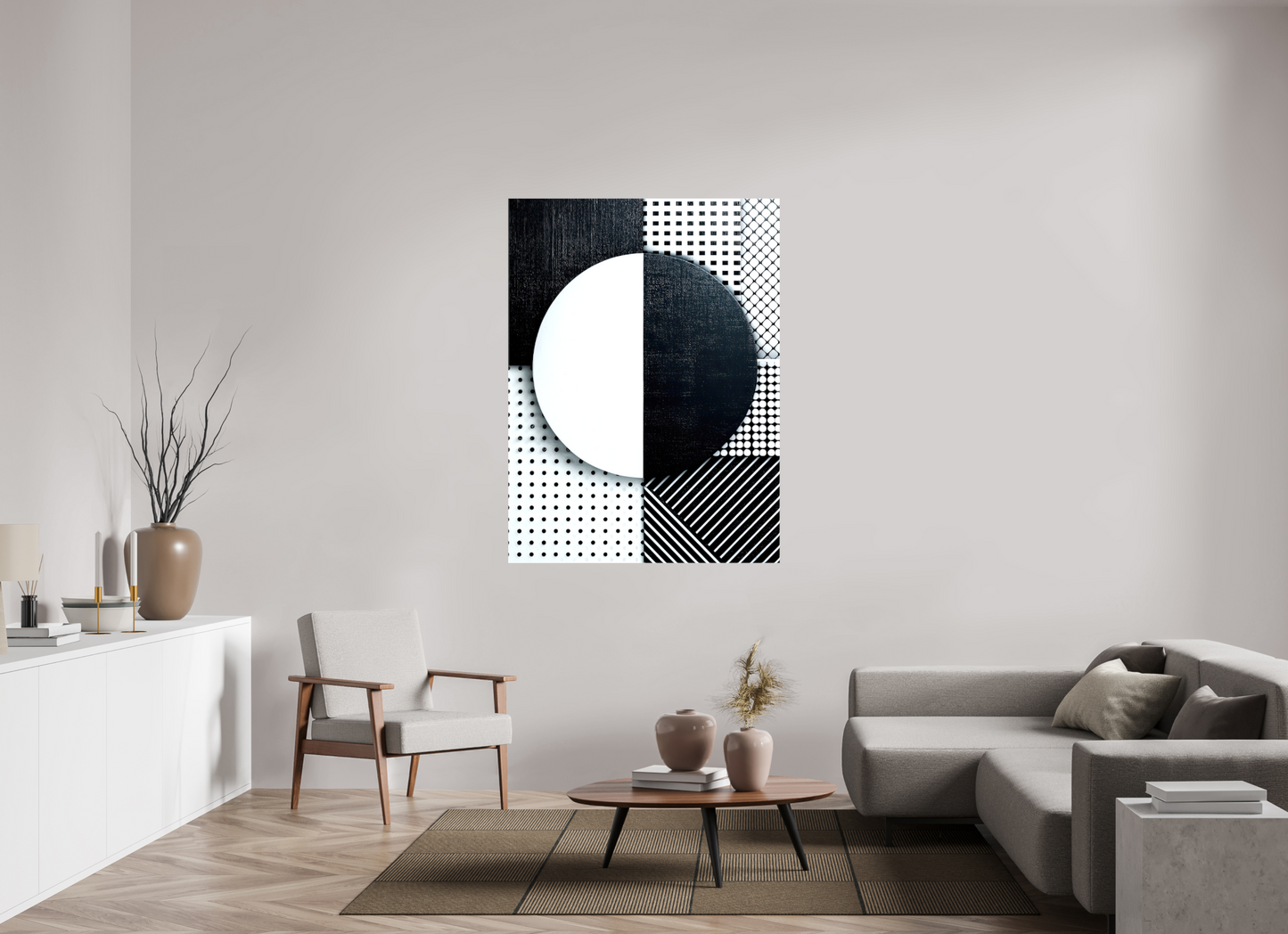 43 x 57.9″, Glossy Canvas Black & White 3