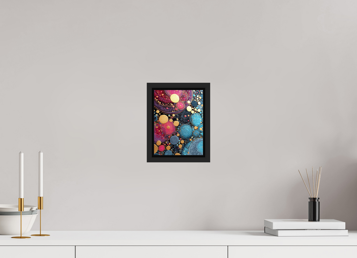 6 x 8″, Fine Art Print on Aluminum Dibond with Boarder Abstract Circles