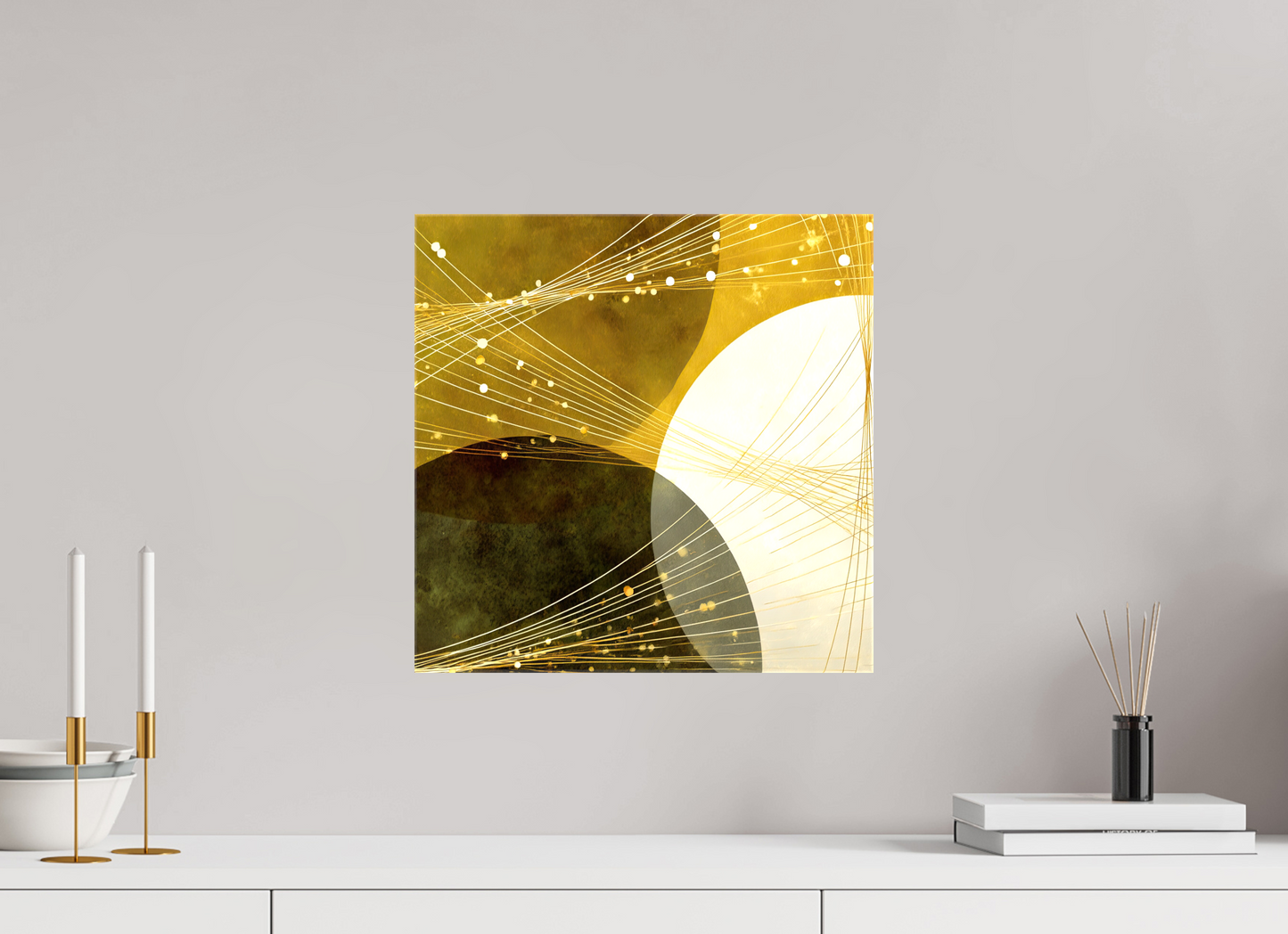 15 x 15″, Glossy Canvas Lime Circles