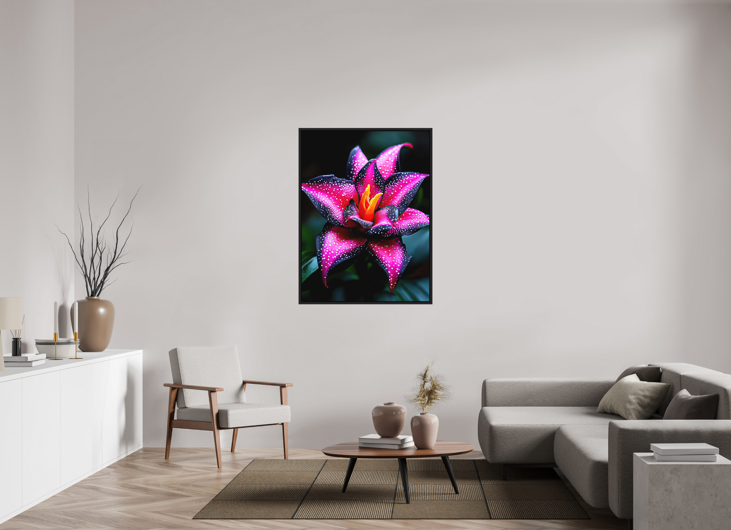 36 x 48″, Photo Print on Aluminum Backing with boarder Pink Poison Flower