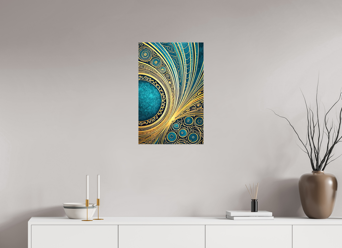 16 x 25.2″, Glossy Canvas Art Deco Teal 2