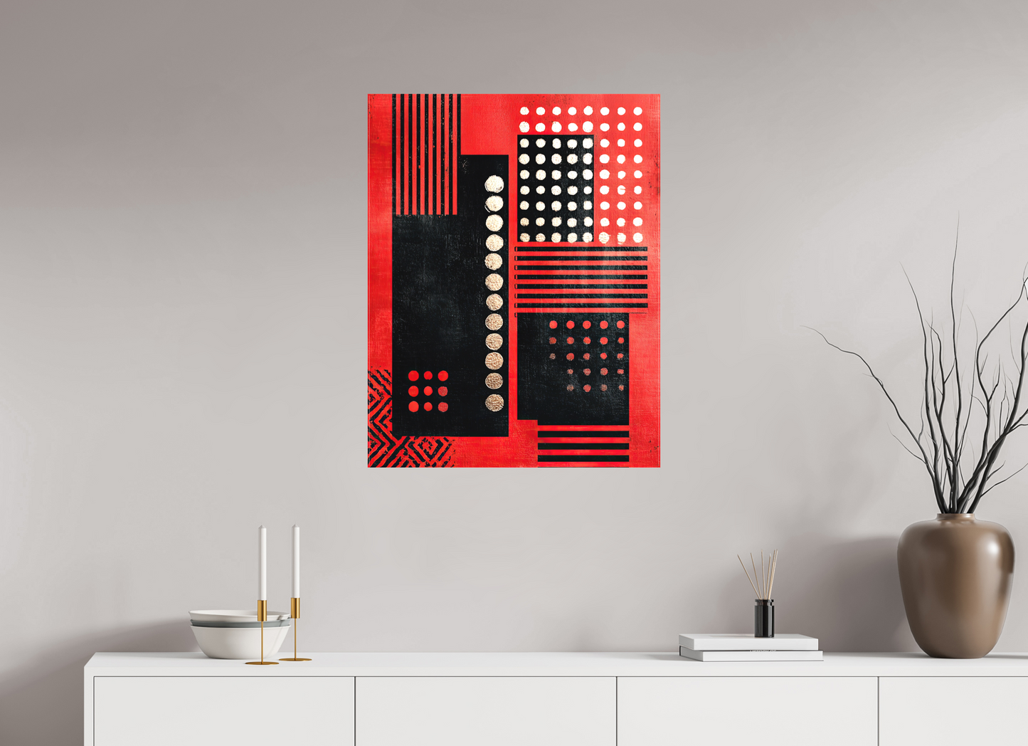24 x 30.7″, Textile on Canvas Abstract Barcode