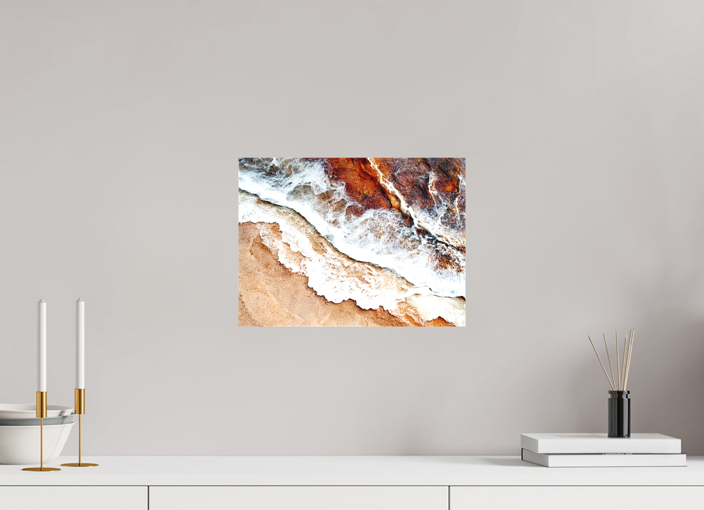 13.5 x 10″, Textile on Canvas Desert Water
