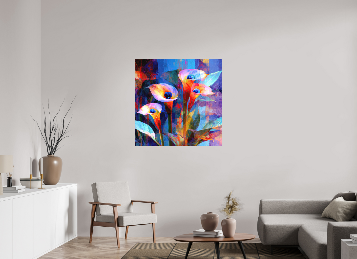 40 x 40″, Photo Print on Aluminum Backing Abstract Calla Lily Flowers