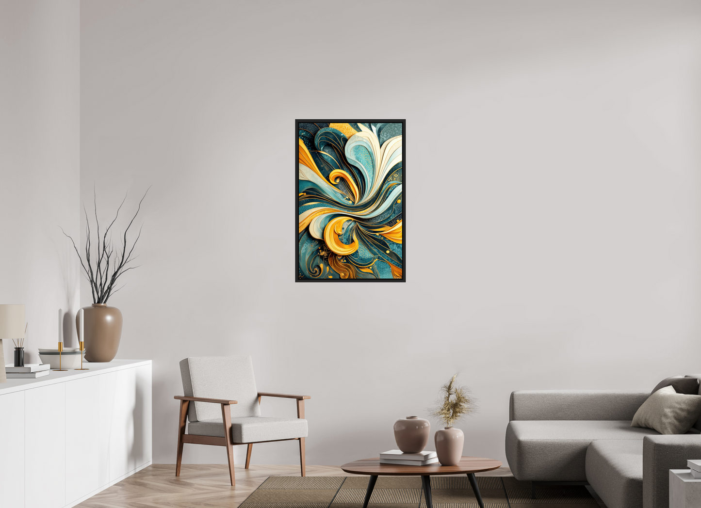 24 x 36.3″, Fine Art Print on Aluminum Dibond with Boarder Abstract Swirl