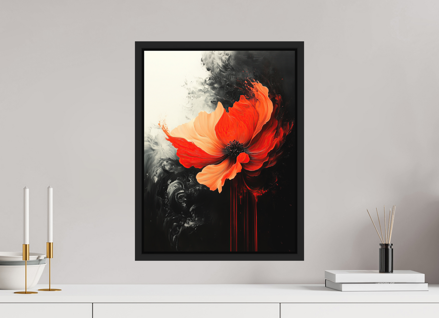 15 x 20″, Photo Print on Aluminum Backing with boarder Red Flower