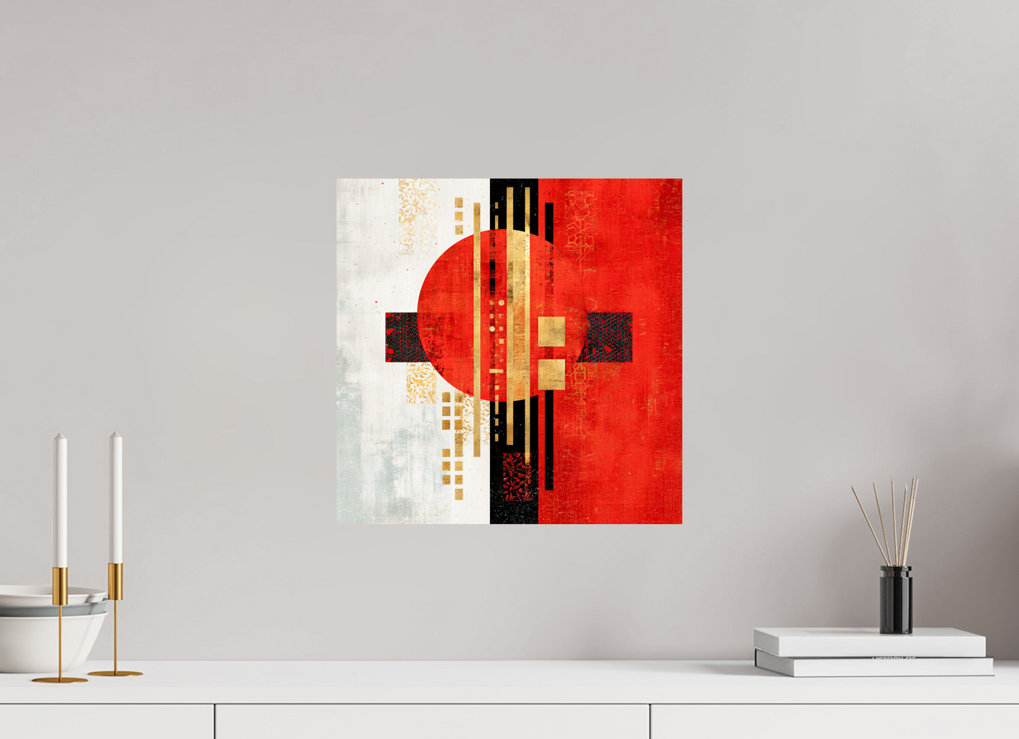 15 x 15″, Fine Art Print On Aluminum Dibond Abstract Rising Sun