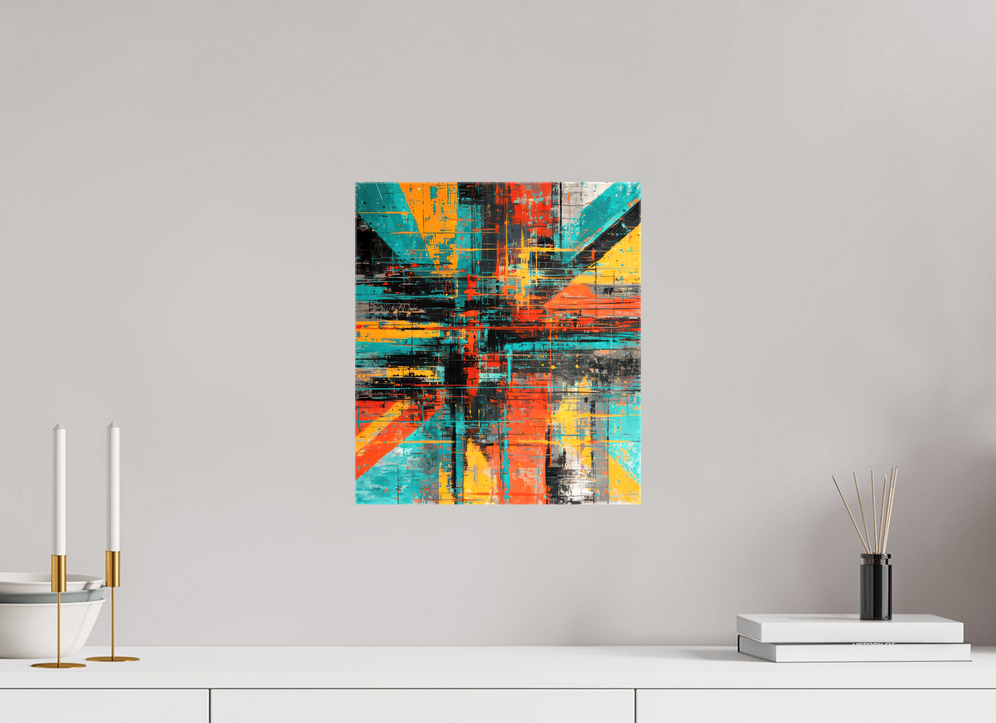 12 x 13.6″, Glossy Canvas Abstract Paint Lines