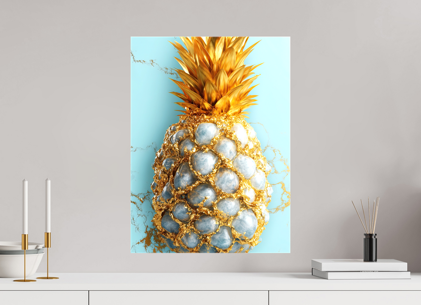 16 x 21.8″, Glossy Canvas Gold Pineapple