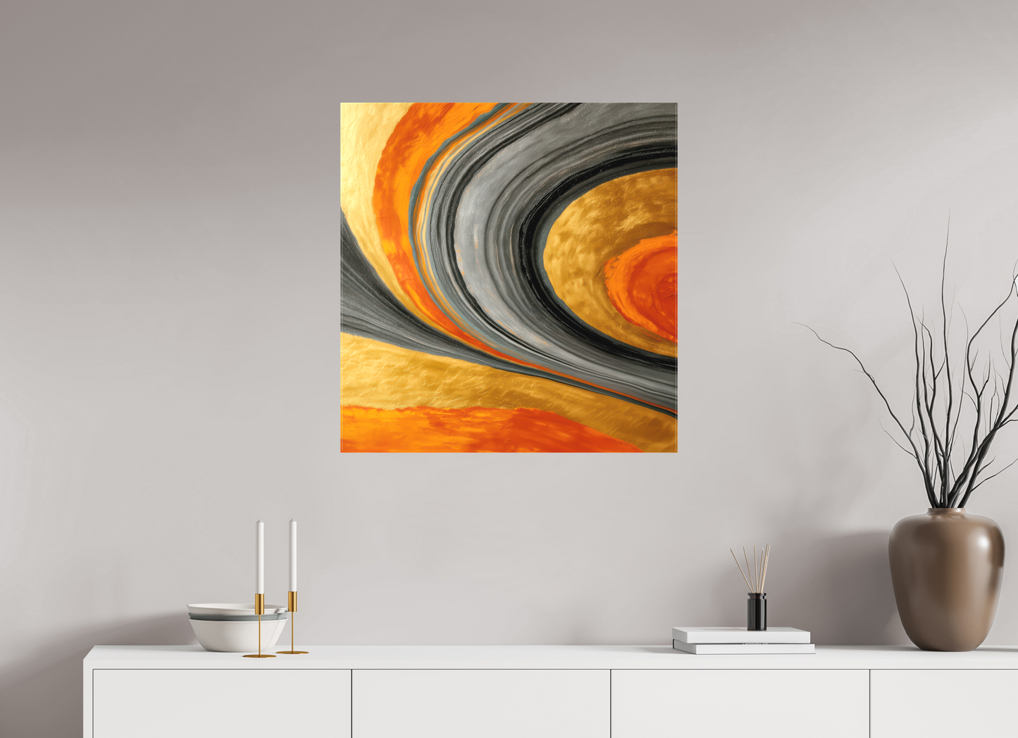 28 x 29.1″, Textile on Canvas Abstract Gold Geode 2