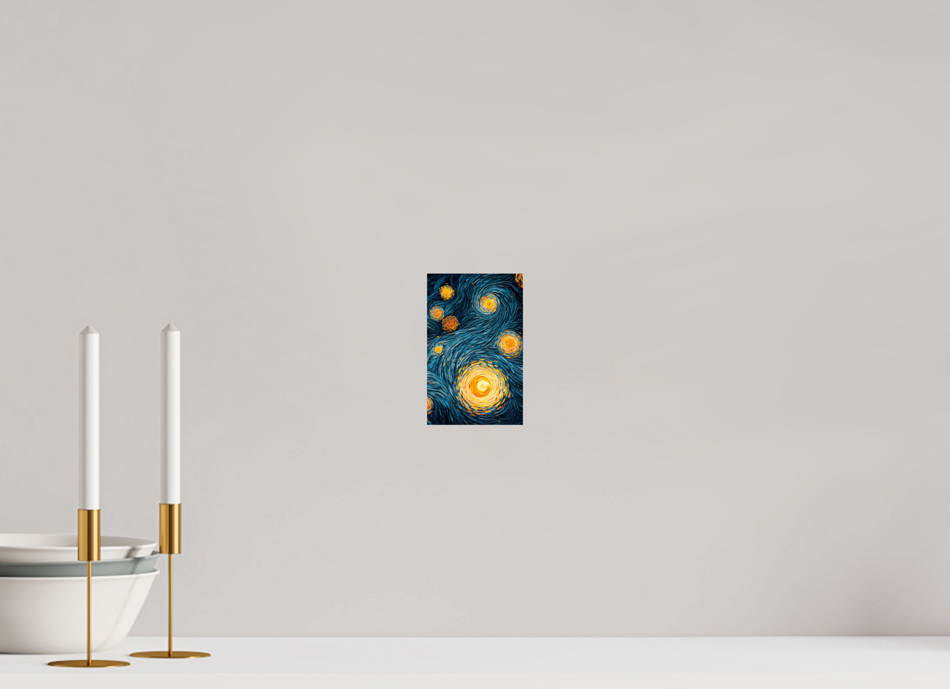 4 x 6.3″, Fine Art Print On Aluminum Dibond Abstract Blue & Yellow Swirls 2