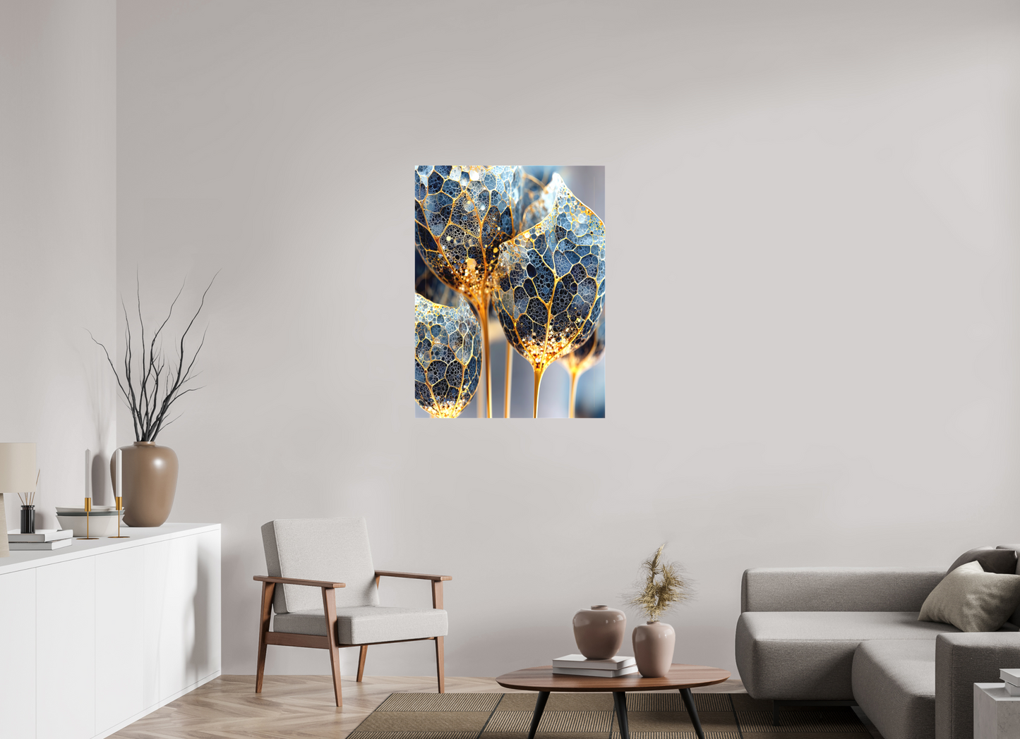 30 x 40″, Textile on Canvas Luxury Glass Flowers