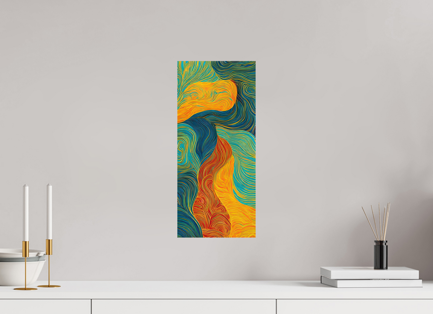 8 x 18″, Fine Art Print On Aluminum Dibond Abstract Colorful Clouds